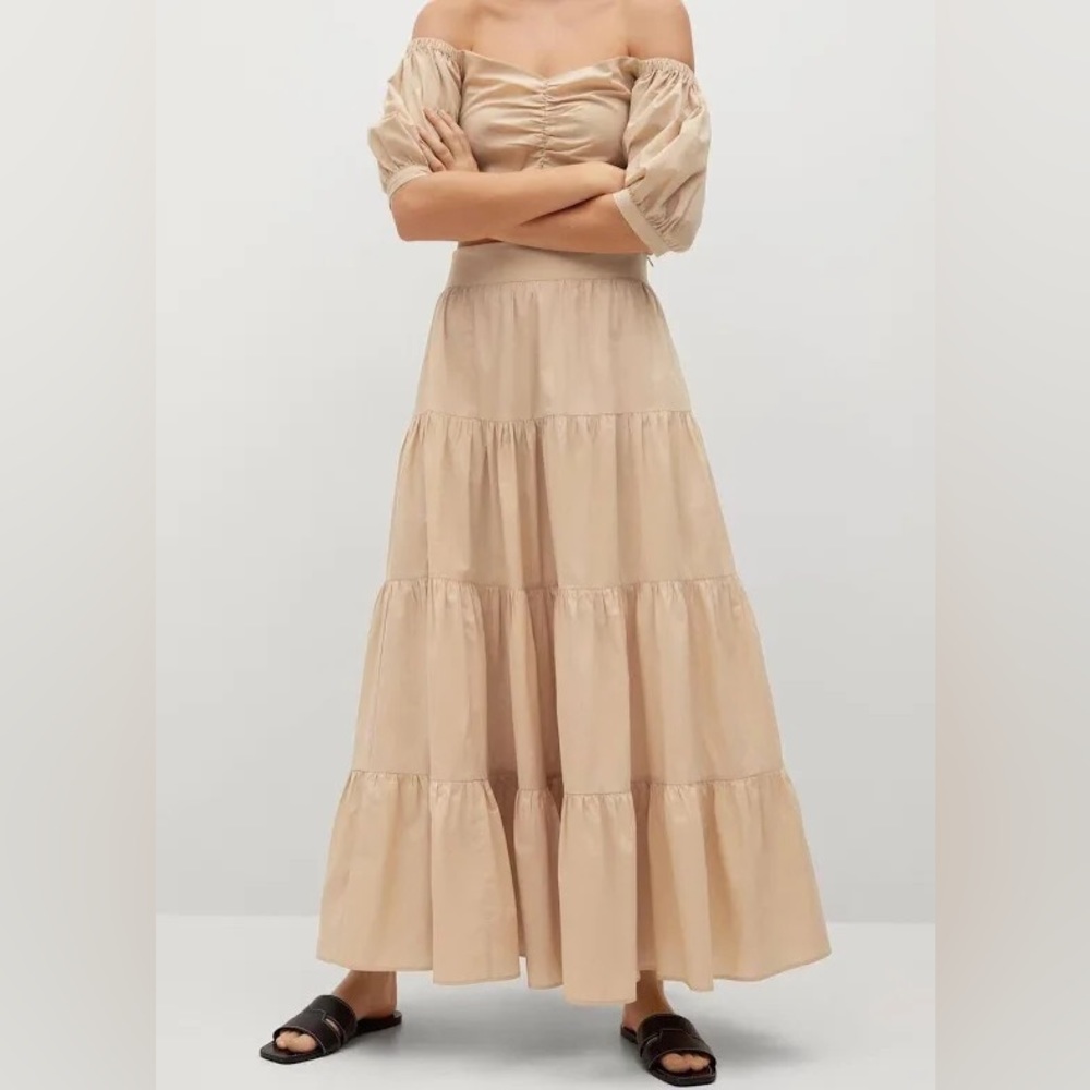 Mango Maxi Skirt Tan XS